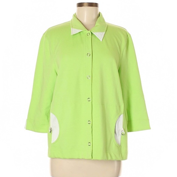NWT! Michael Stars Bright Fresh Light Green Button-Up Shirt Jacket Size Medium - Picture 1 of 15